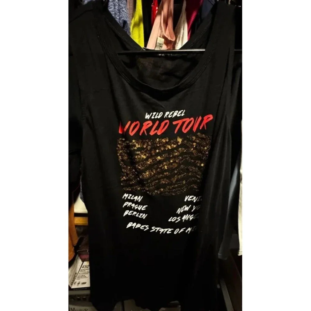 NEW Express Tank XL sequins graphic